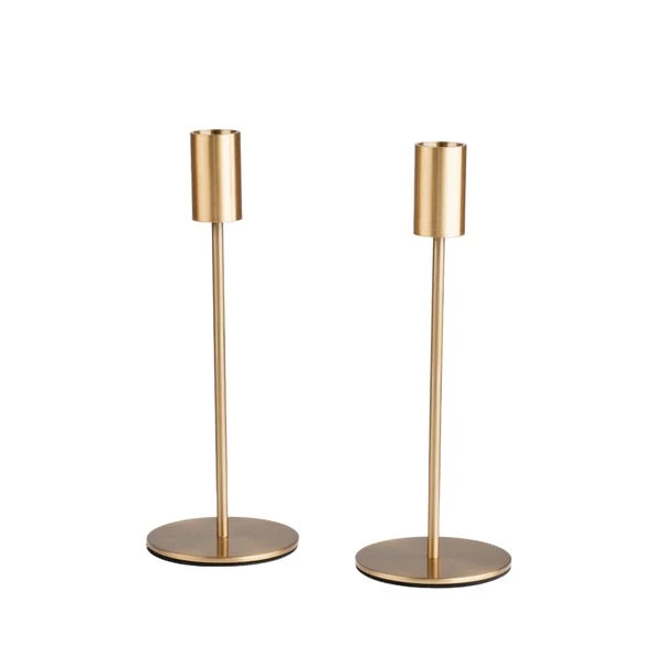 Set Of 2 Brushed Gold Candlestick Holders - Image 3