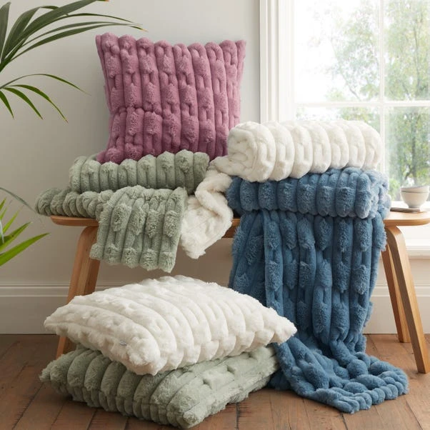 Bianca So Soft Carved Faux Fur Square Cushion - Image 5