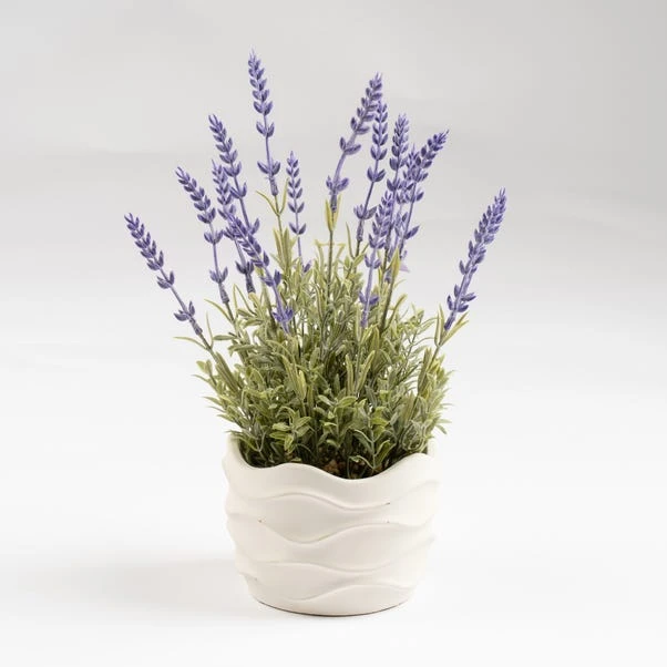 Artificial Lavender In Wavy Cement Plant Pot - Image 3