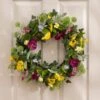 Artificial Spring Floral Pansy Wreath