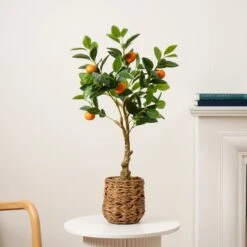 Artificial Orange Tree In Woven Basket