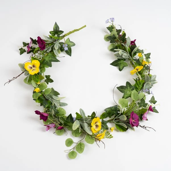 Artificial Spring Floral Pansy Garland - Image 3