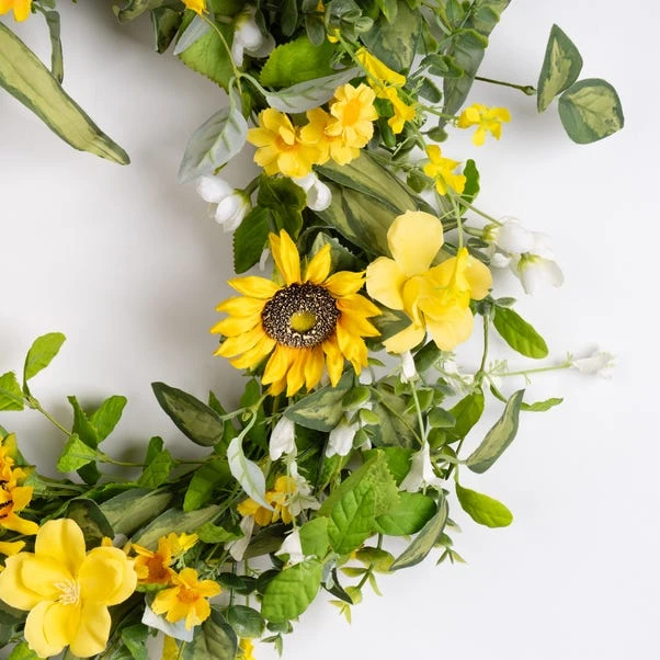 Artificial Spring Yellow Sunflower Wreath - Image 2