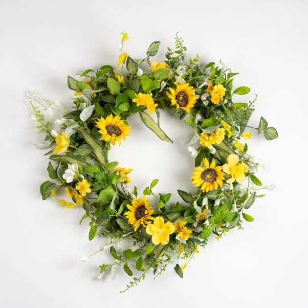 Artificial Spring Yellow Sunflower Wreath - Image 3