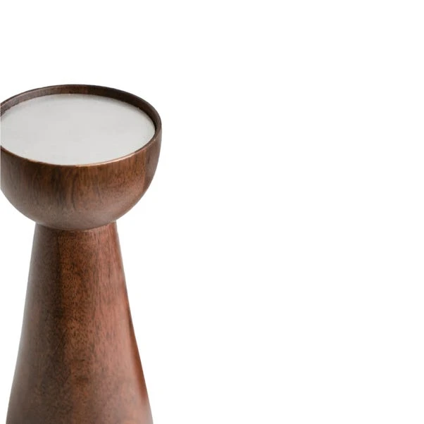 Set Of 2 Harvey Walnut Wooden Candle Holders - Image 3