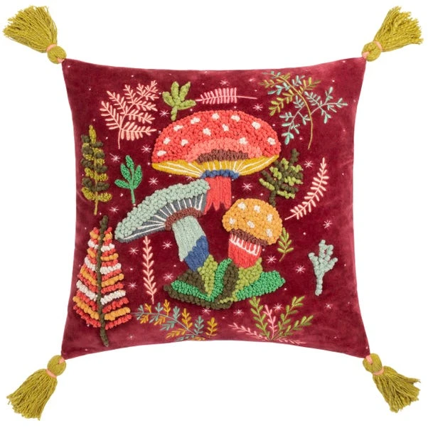 Wylder Magic Mushrooms Square Cotton Cushion Cover - Image 2