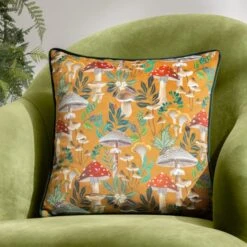 Wylder Wild Garden Mushroom Square Cushion