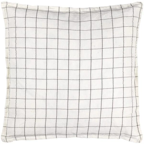 Yard Linen Grid Check Square Cushion Cover - Image 2
