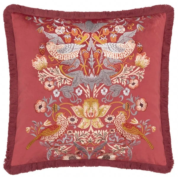 Morris & Co. Strawberry Thief Embroidered Square Cushion - Image 10