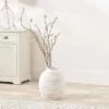 Ribbed White Wash Fibrestone Decorative Vase