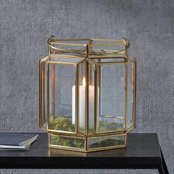Brass Wide Hexagon Lantern