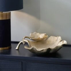 Dual Gingko Leaf Metal Bowl