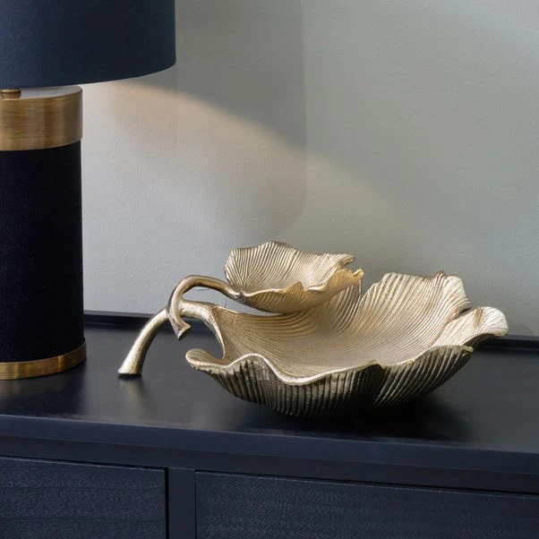 Dual Gingko Leaf Metal Bowl