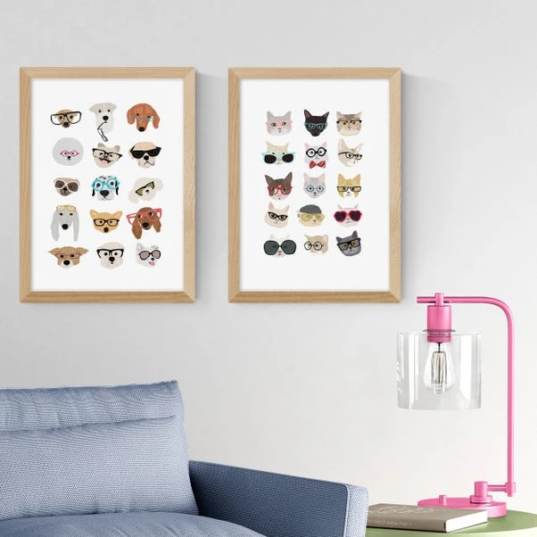 East End Prints Set Of 2 Cats And Dogs In Glasses Prints - Image 9