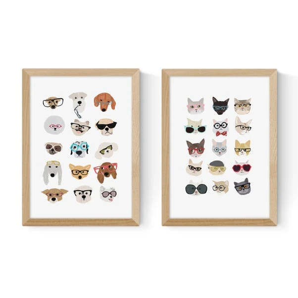 East End Prints Set Of 2 Cats And Dogs In Glasses Prints - Image 10