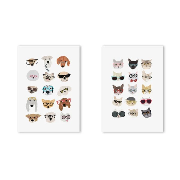 East End Prints Set Of 2 Cats And Dogs In Glasses Prints - Image 6