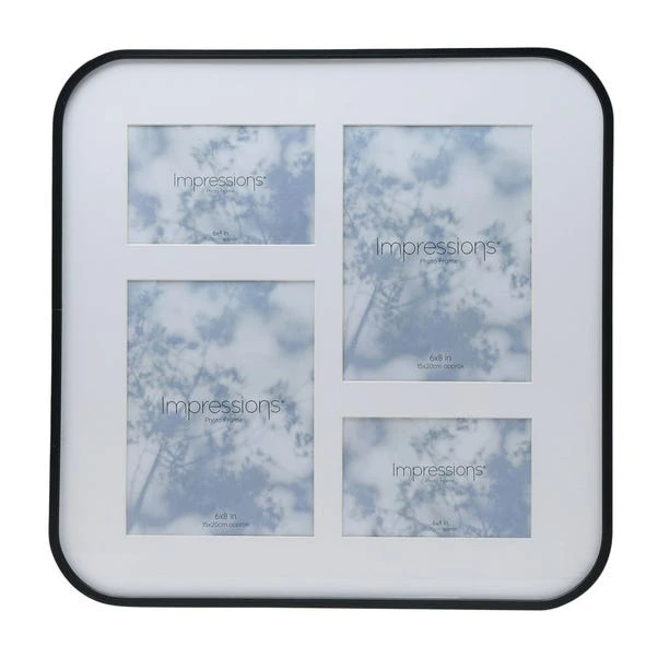 Black Square Rounded Corner Multi Photo Frame