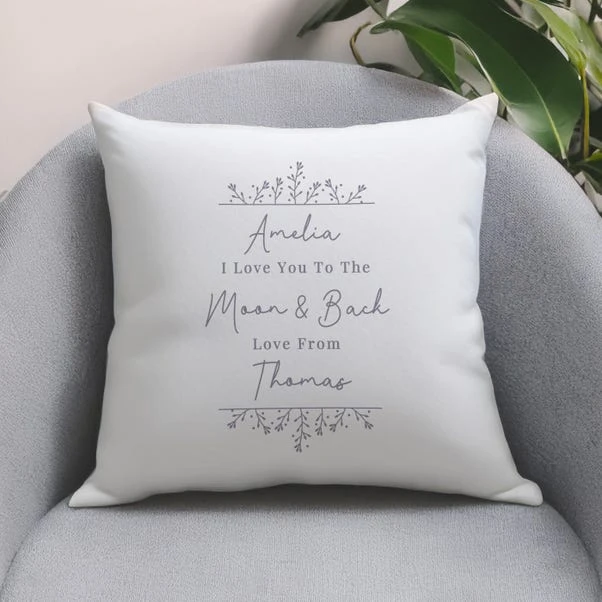 Personalised Grey Floral Square Cushion - Image 3