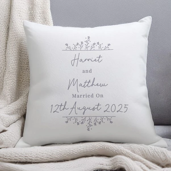 Personalised Grey Floral Square Cushion - Image 4